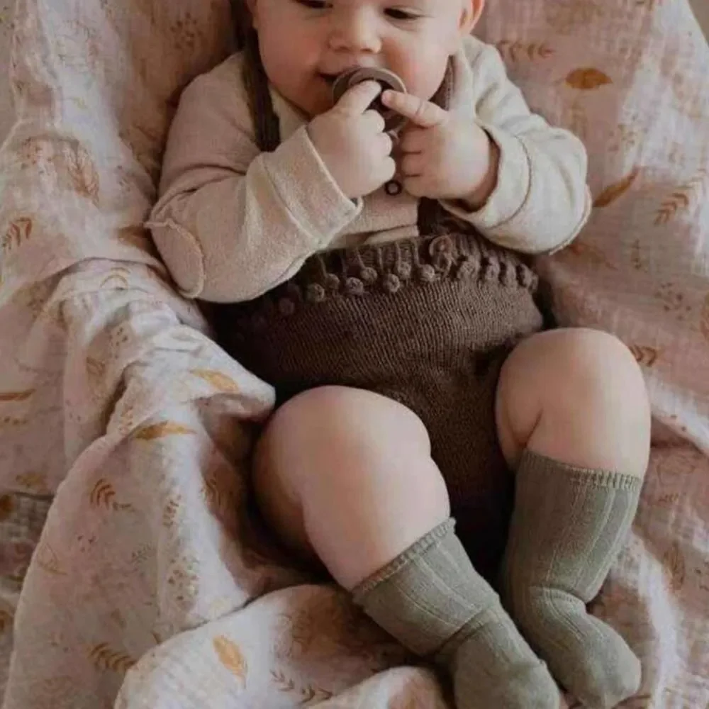New girl's XL cotton knee high socks gold 5-7 years